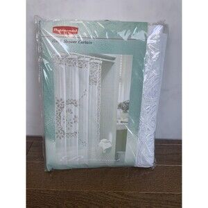 Vintage Rubbermaid Vinyl Shower Curtain White Lace Floral Cottagecore NOS New